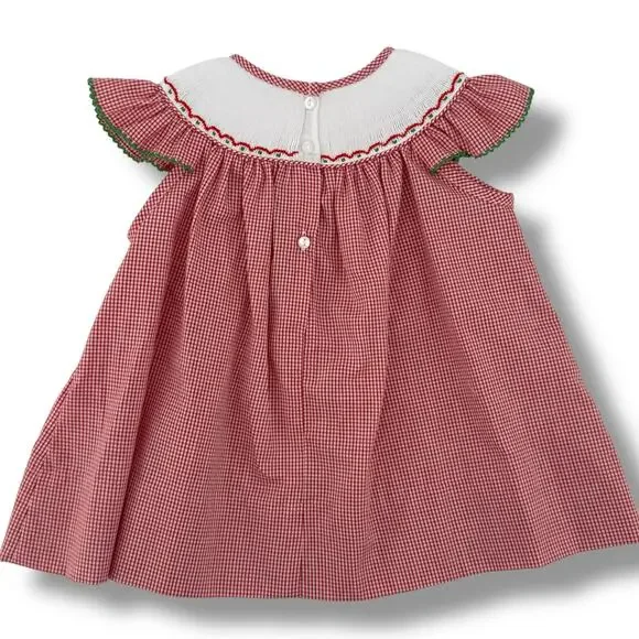 Edgehill Collection Cherry Embroidered Smocked Gingham Checked Dress Sz Newborn - Picture 4 of 5